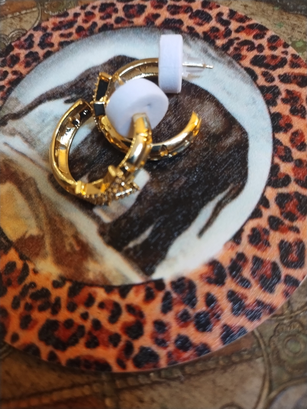 Gold Tone Hoop Earrings with Pavé Rhinestones- Women Jewelry